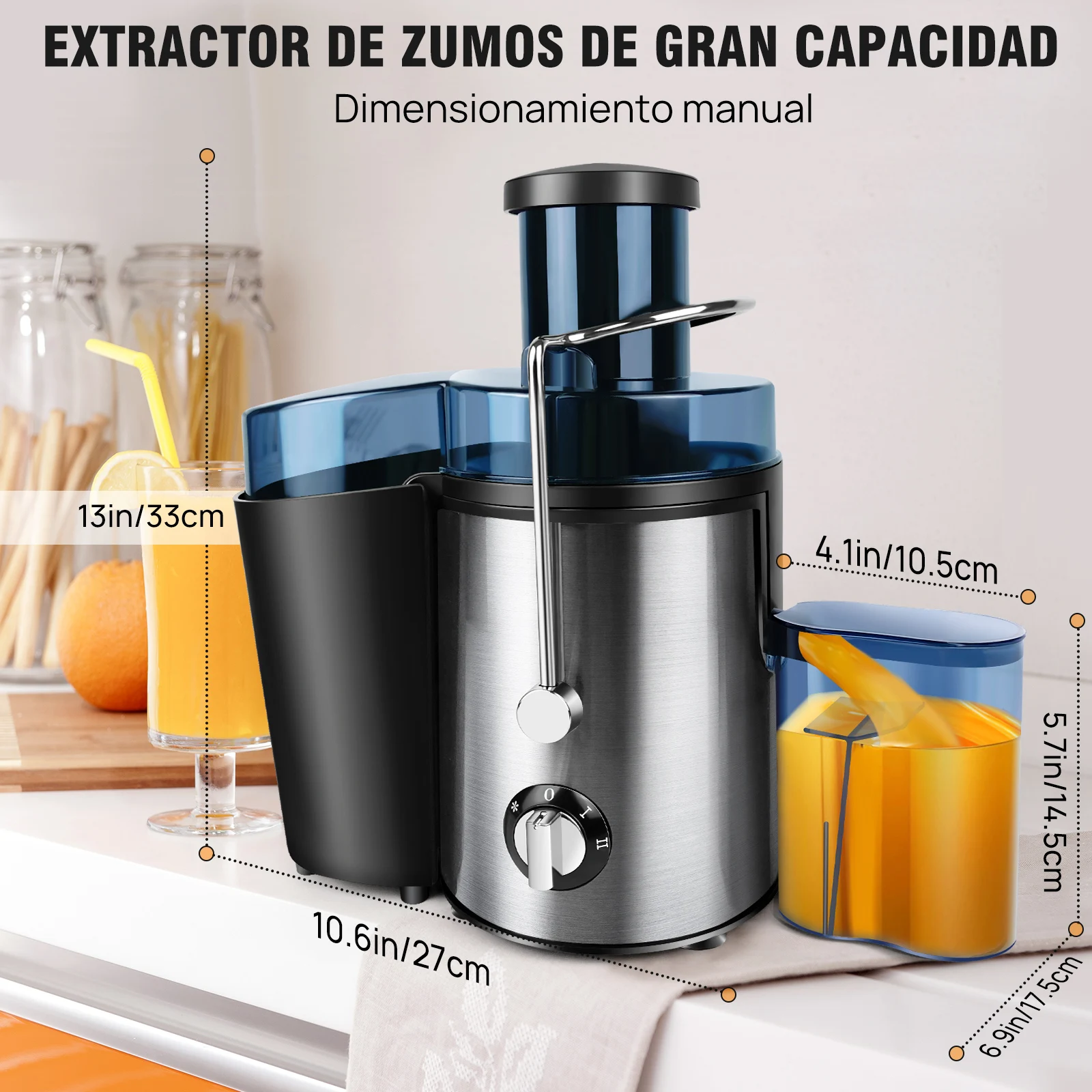 DayPlus 900W Juicer, Centrifugal Juicer Machines Whole Fruit and Vegetable, 65mm Wide Mouth Juicer Extractor with 2 Speed, 500ml