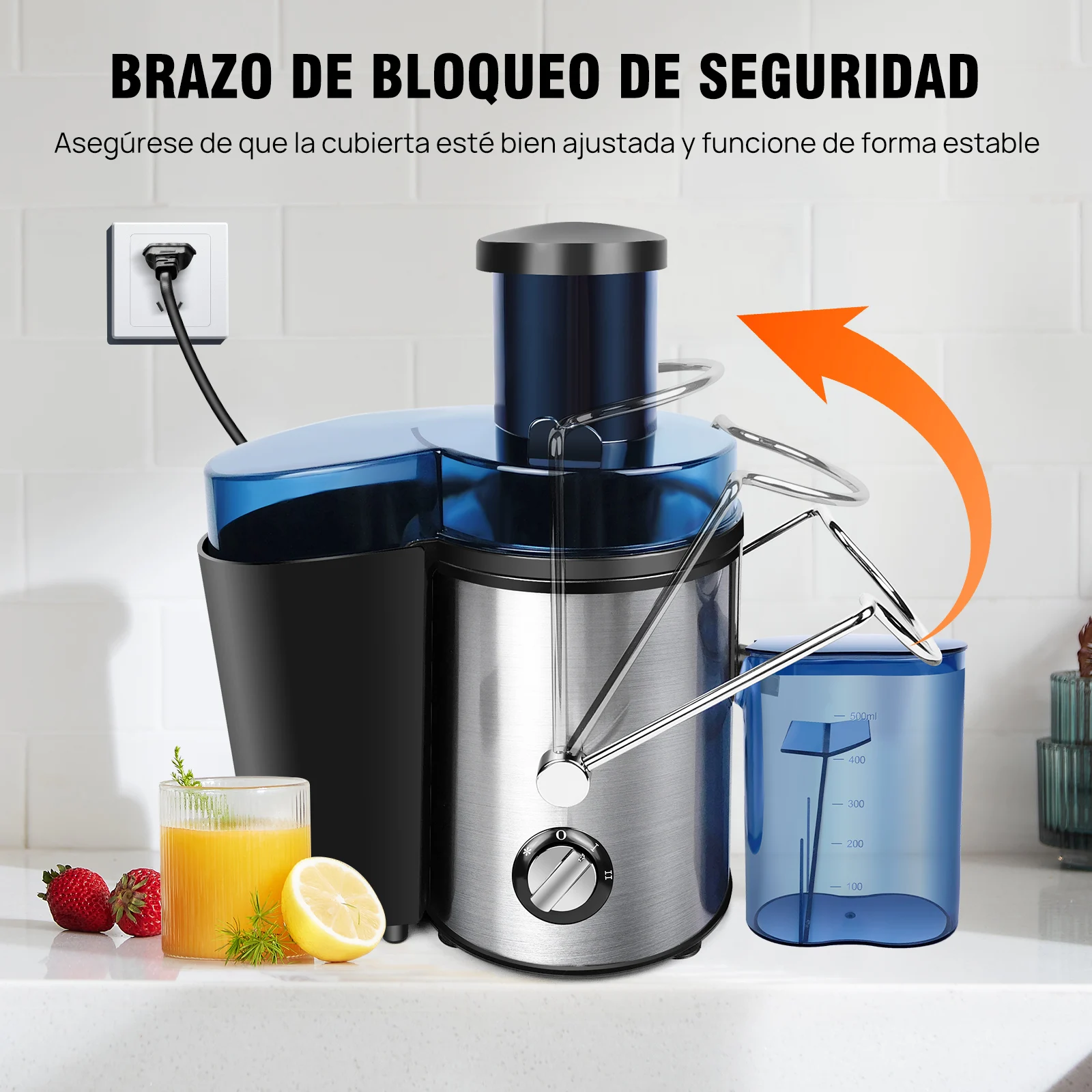 DayPlus 900W Juicer, Centrifugal Juicer Machines Whole Fruit and Vegetable, 65mm Wide Mouth Juicer Extractor with 2 Speed, 500ml