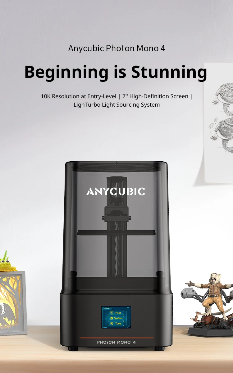 PRESALE ANYCUBIC Photon Mono 4 AE 3D Printer 7 Inch 10K high-definition screen High Speed UV Resin Printer Printing 153×87×165mm