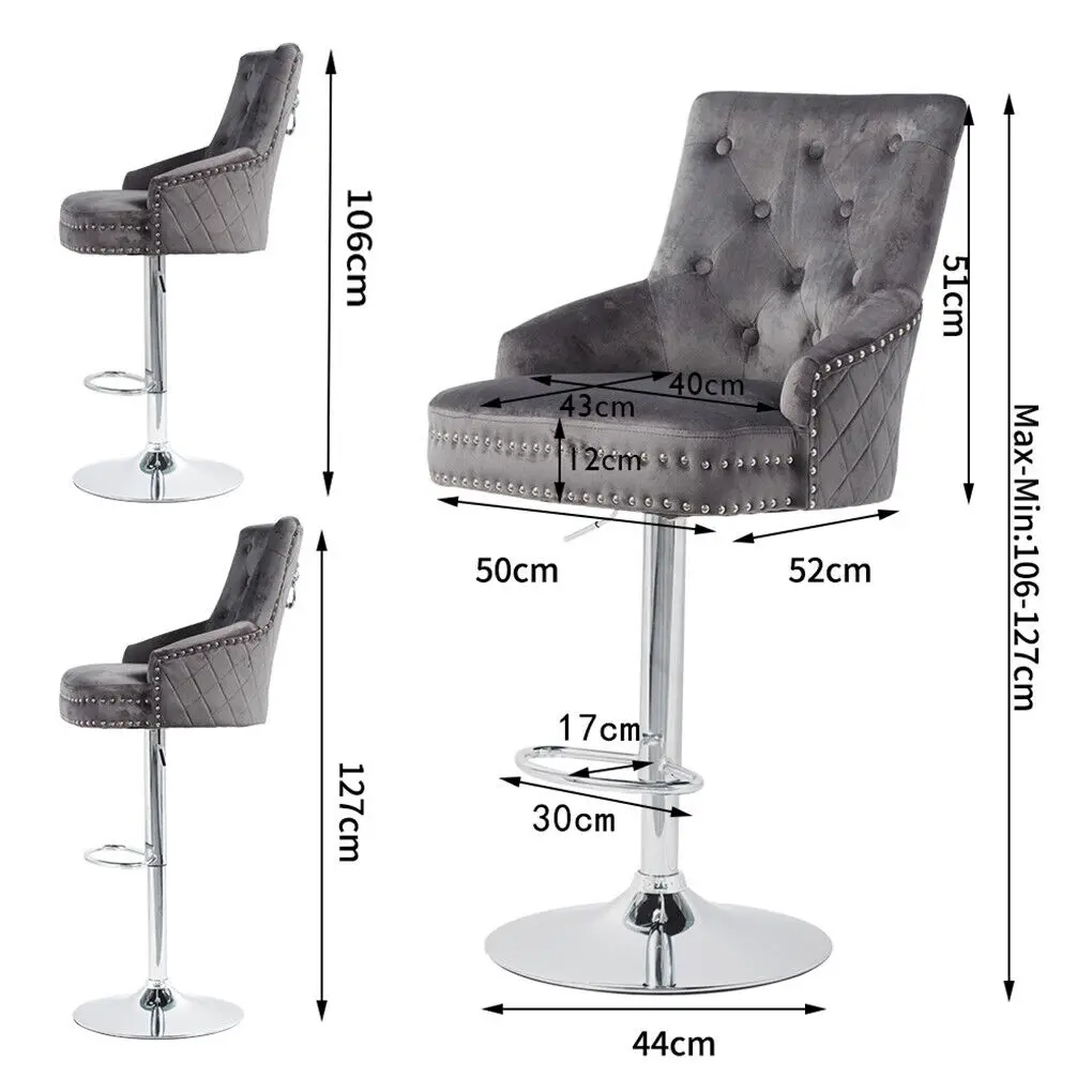 Luxury Velvet Swivel Bar Stools with Lion Knocker Upholstered Dining Chairs for Home Bar Table