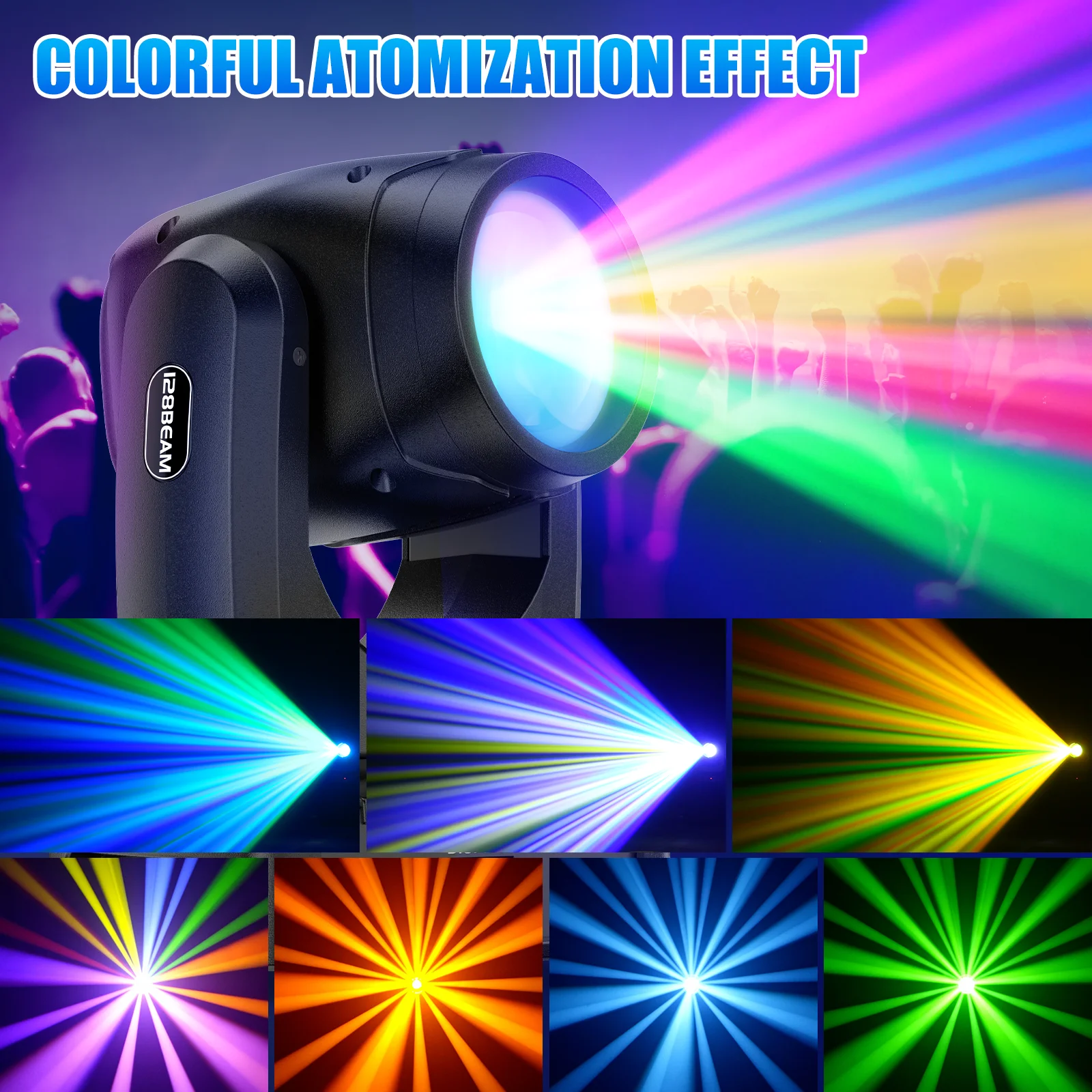GWONG Mini 250W LED Moving Head RGBW Stage Lights With Strip Lights 18 Channels DMX 512 Voice Activation for Wedding Disco