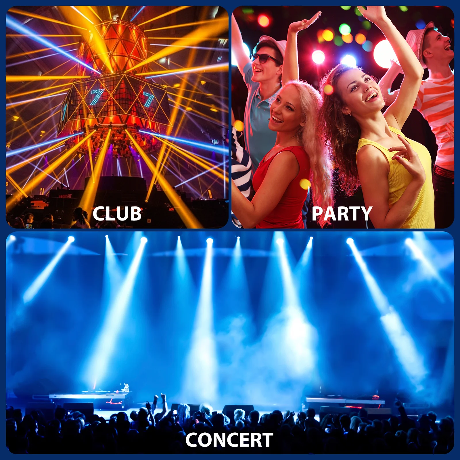 GWONG Mini 250W LED Moving Head RGBW Stage Lights With Strip Lights 18 Channels DMX 512 Voice Activation for Wedding Disco