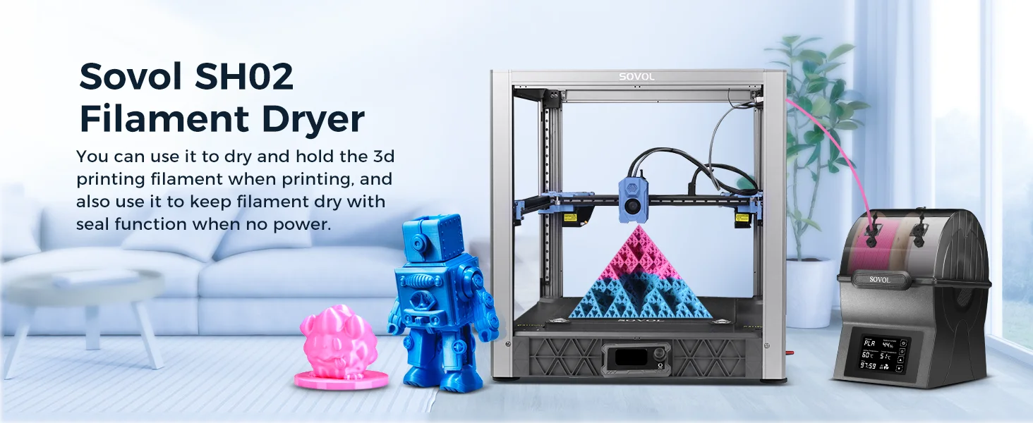 Sovol Filament Dryer SH02 Dry Box Filament Sealed Storage Box 3D Printer Spool Holder with PTC Heater Filament Dehydrator