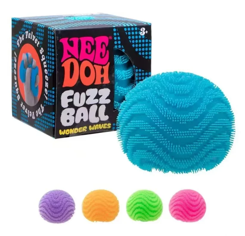 Nee Doh Fuzz Ball Wonder Waves Sensory Squeeze Toy Textured Stress Relief Fidget Ball for Adults Kids
