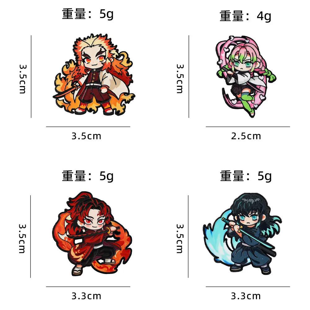 4pcs Demon Slayer Anime Cosplay Brooches Cute Character Pins Clothing Backpack Lapel Badges Jewelry Accessories Gifts