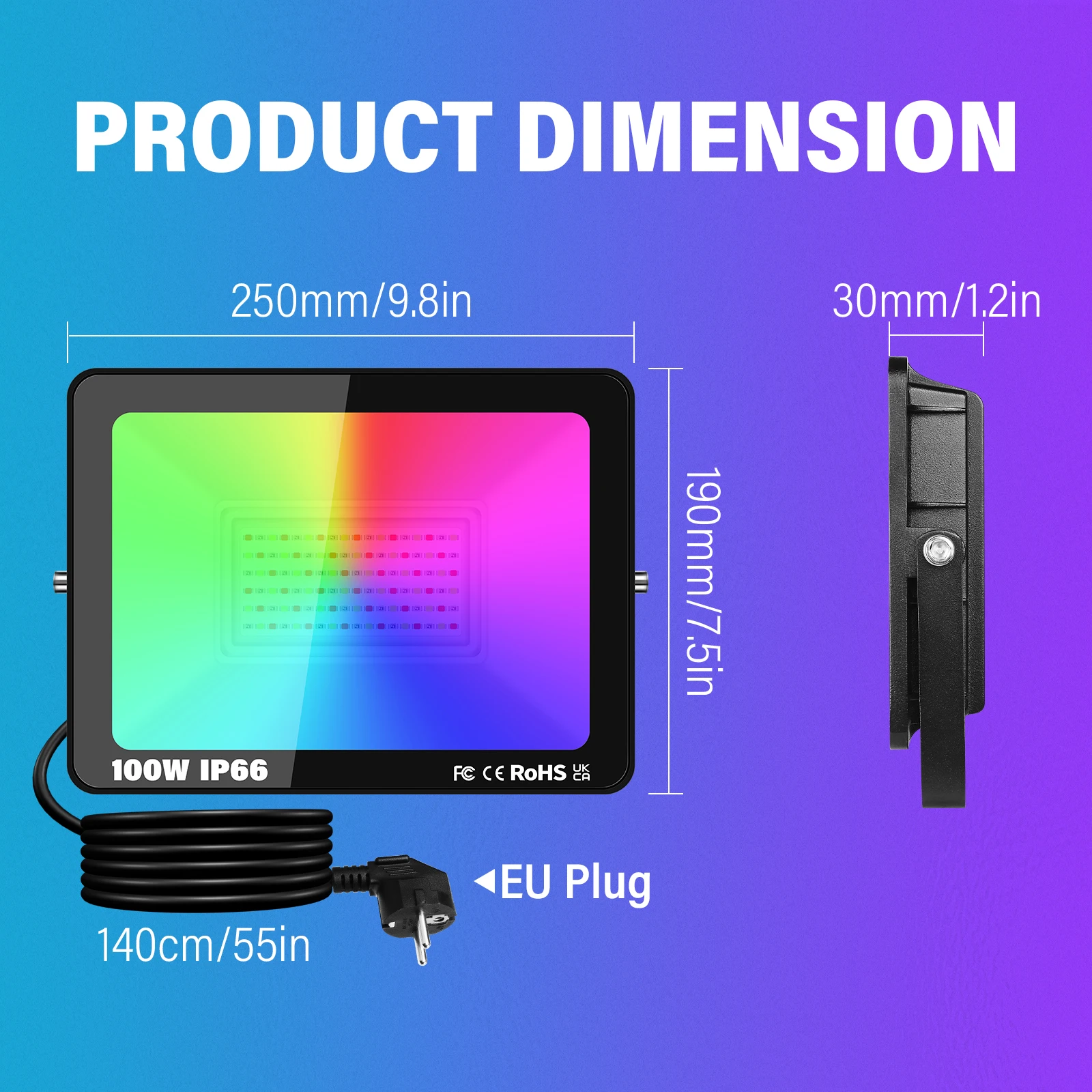SKYWORLD APP Outdoor RGB Smart Floodlight 16 Million Colors Adjustable Color Temperature Wireless Connectivity Courtyard Lights