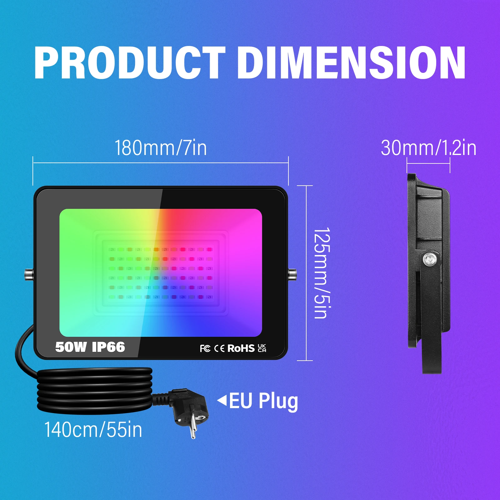 SKYWORLD APP Outdoor RGB Smart Floodlight 16 Million Colors Adjustable Color Temperature Wireless Connectivity Courtyard Lights