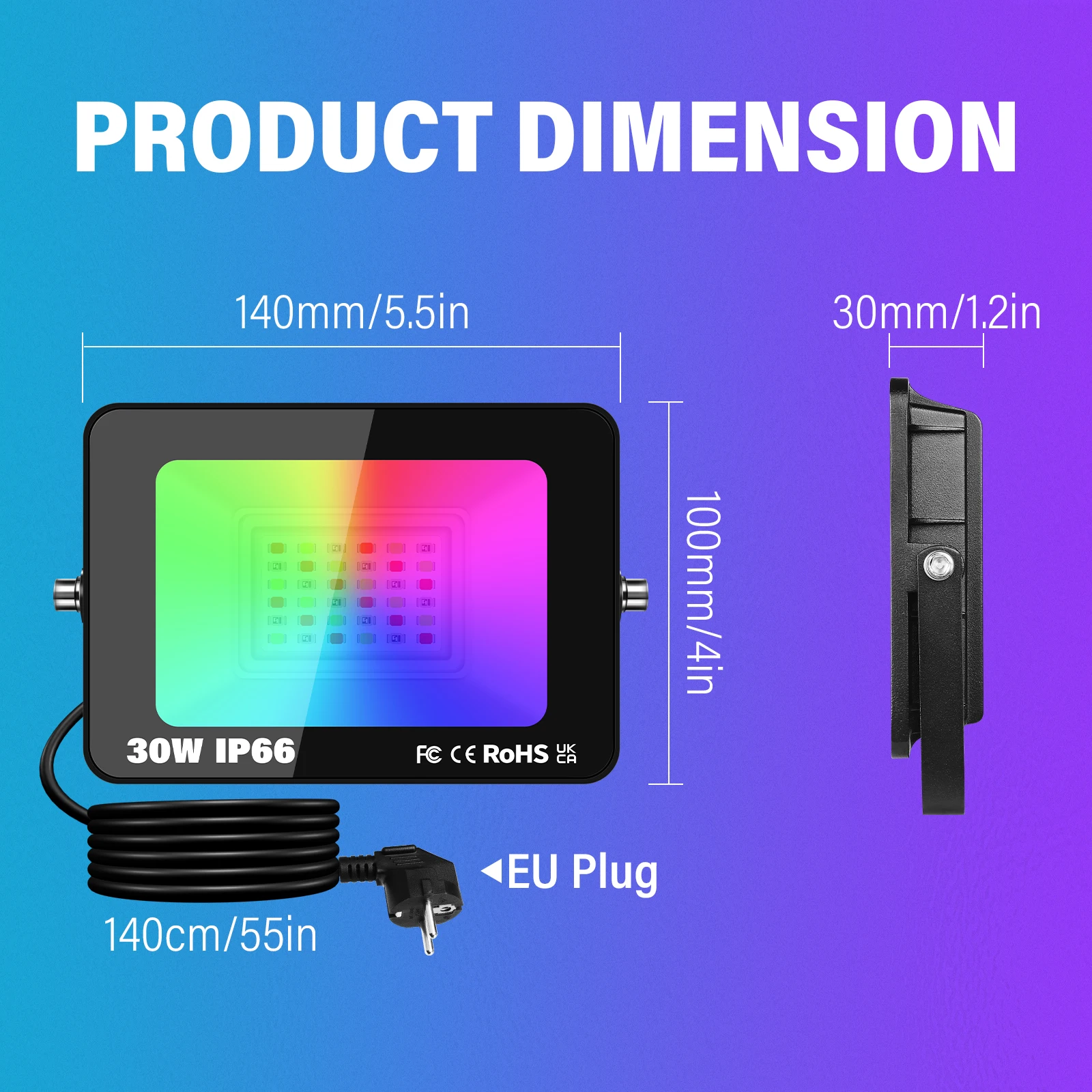 SKYWORLD APP Outdoor RGB Smart Floodlight 16 Million Colors Adjustable Color Temperature Wireless Connectivity Courtyard Lights
