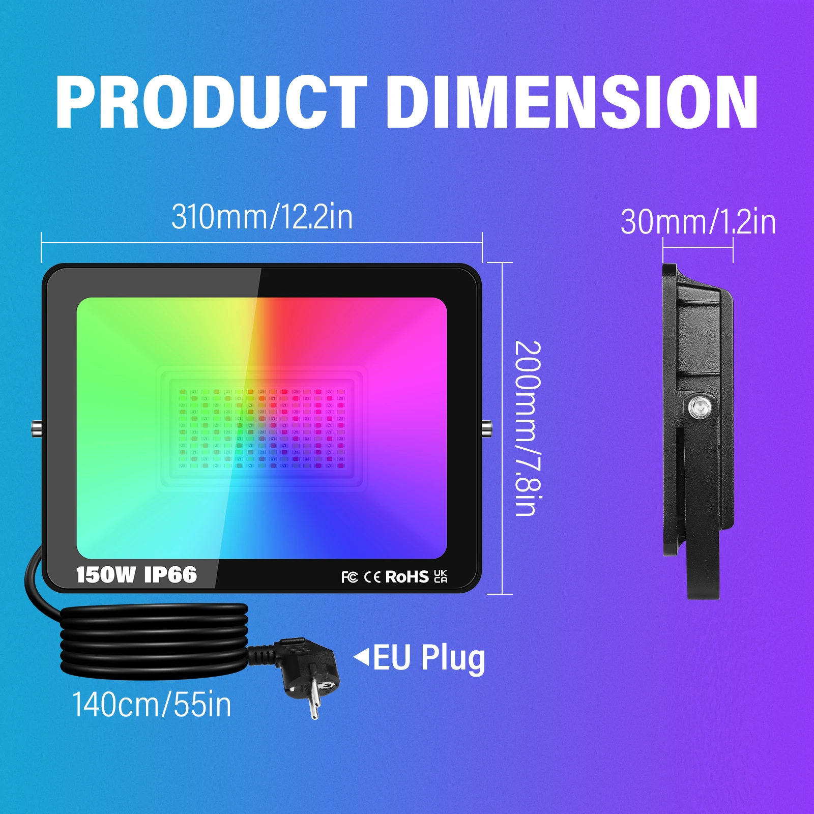 SKYWORLD APP Outdoor RGB Smart Floodlight 16 Million Colors Adjustable Color Temperature Wireless Connectivity Courtyard Lights