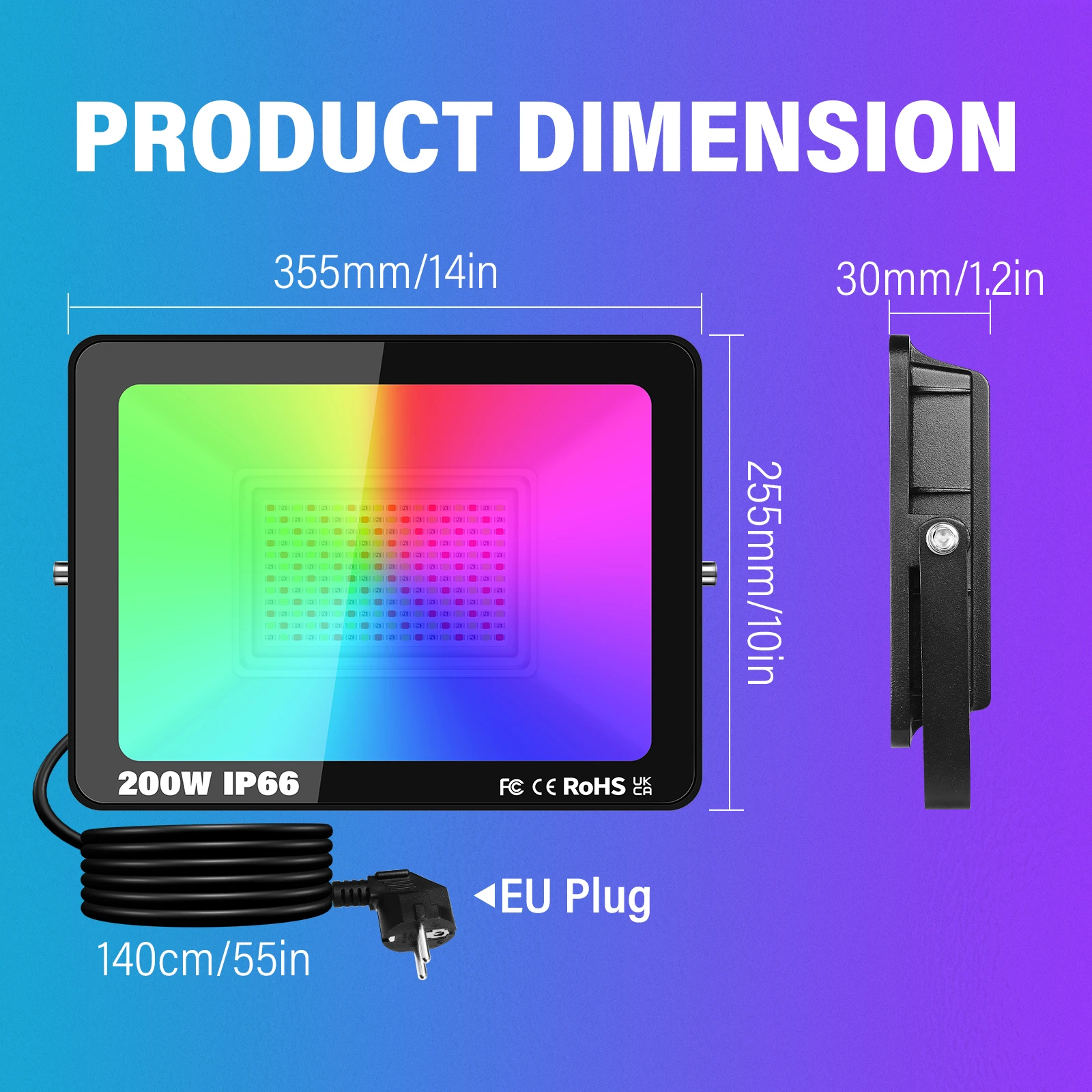 SKYWORLD APP Outdoor RGB Smart Floodlight 16 Million Colors Adjustable Color Temperature Wireless Connectivity Courtyard Lights