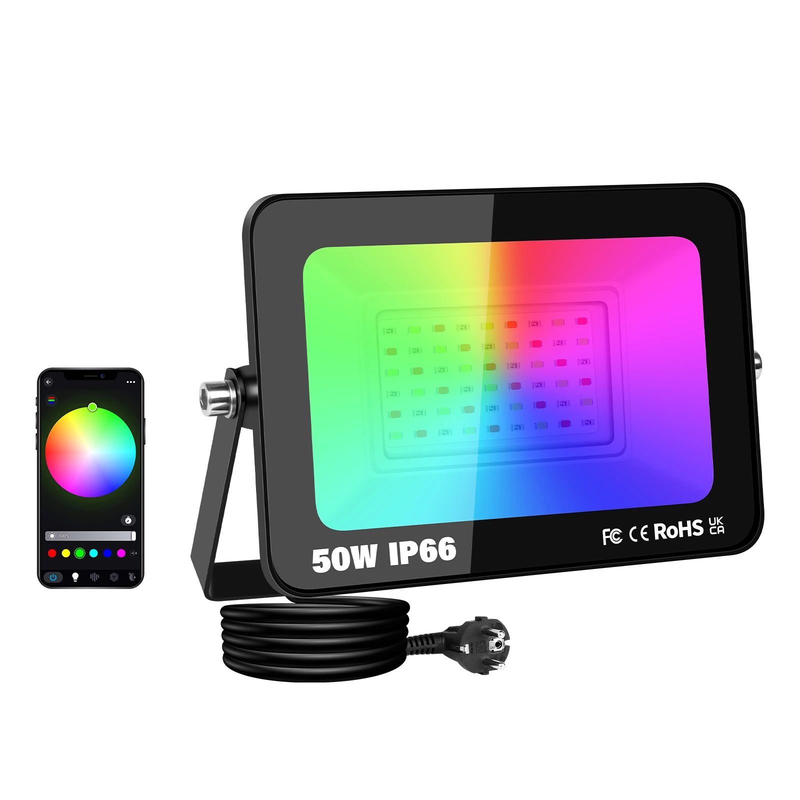 SKYWORLD APP Outdoor RGB Smart Floodlight 16 Million Colors Adjustable Color Temperature Wireless Connectivity Courtyard Lights