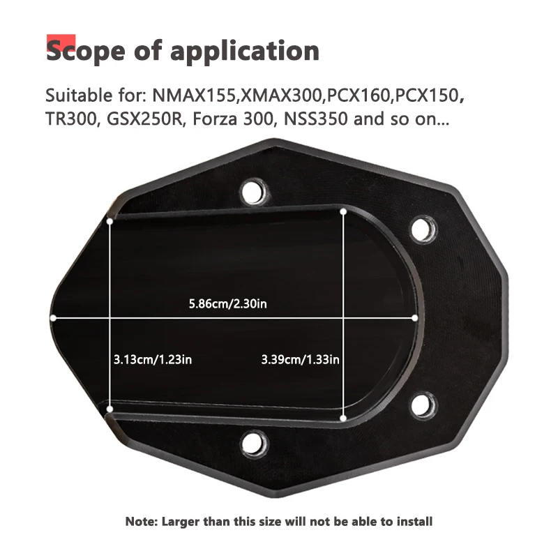 SEAMETAL Aluminum Motorcycle Side Stand Pad Universal Enlarger Foot Extension Kickstand Support Plate for Motorbike Modification