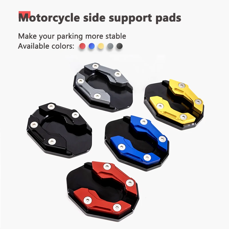 SEAMETAL Aluminum Motorcycle Side Stand Pad Universal Enlarger Foot Extension Kickstand Support Plate for Motorbike Modification