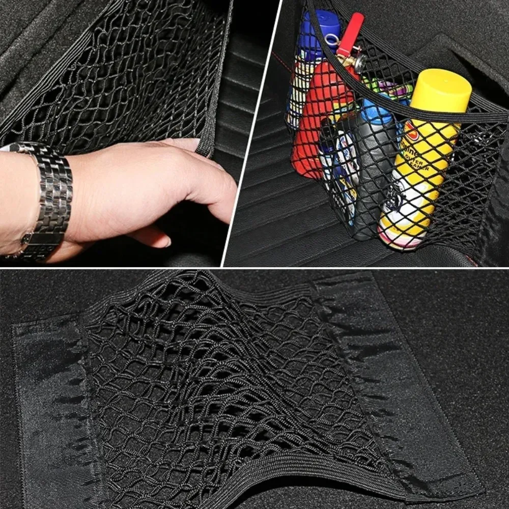 1Pc Car Back Rear Mesh Trunk Seat Elastic String Net Universal Storage Bag Pocket Cage Auto Organizer Seat Back Bag