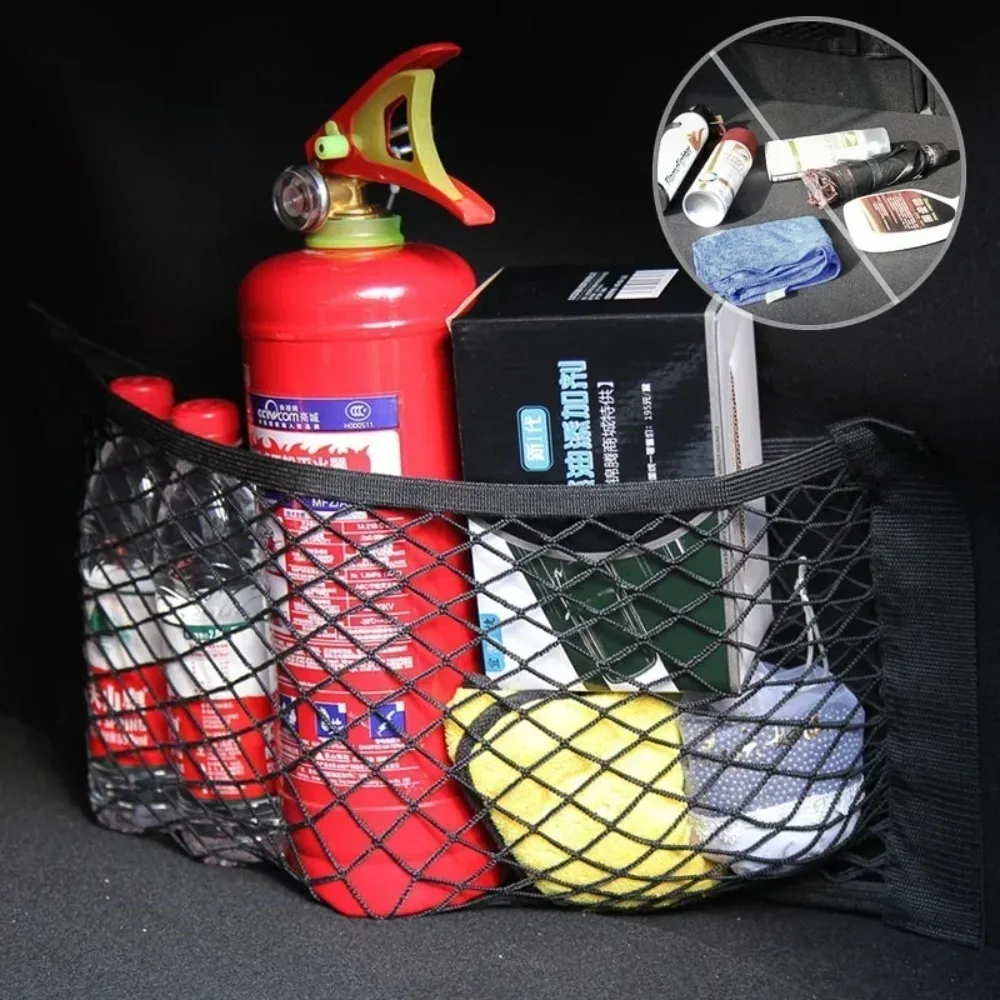 1Pc Car Back Rear Mesh Trunk Seat Elastic String Net Universal Storage Bag Pocket Cage Auto Organizer Seat Back Bag