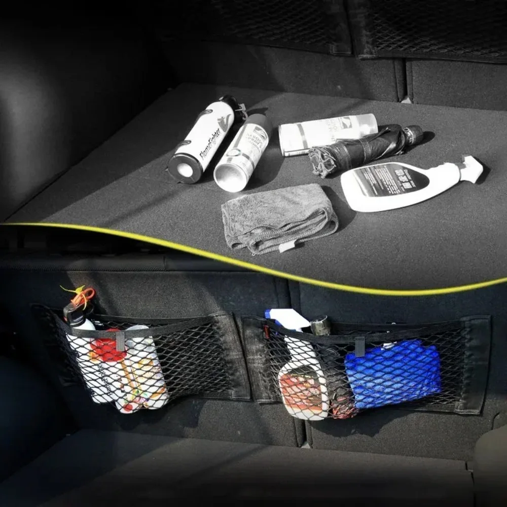 1Pc Car Back Rear Mesh Trunk Seat Elastic String Net Universal Storage Bag Pocket Cage Auto Organizer Seat Back Bag