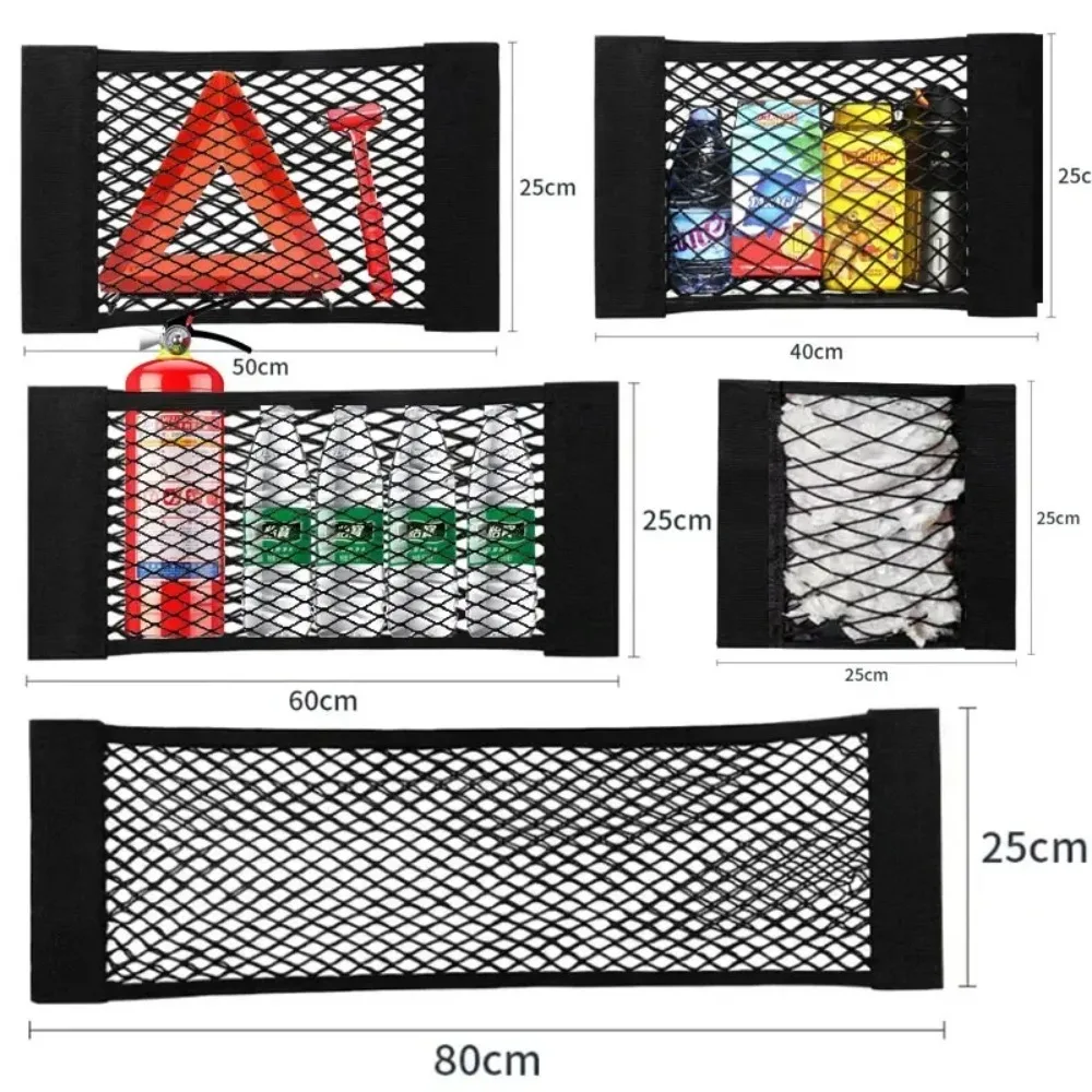 1Pc Car Back Rear Mesh Trunk Seat Elastic String Net Universal Storage Bag Pocket Cage Auto Organizer Seat Back Bag