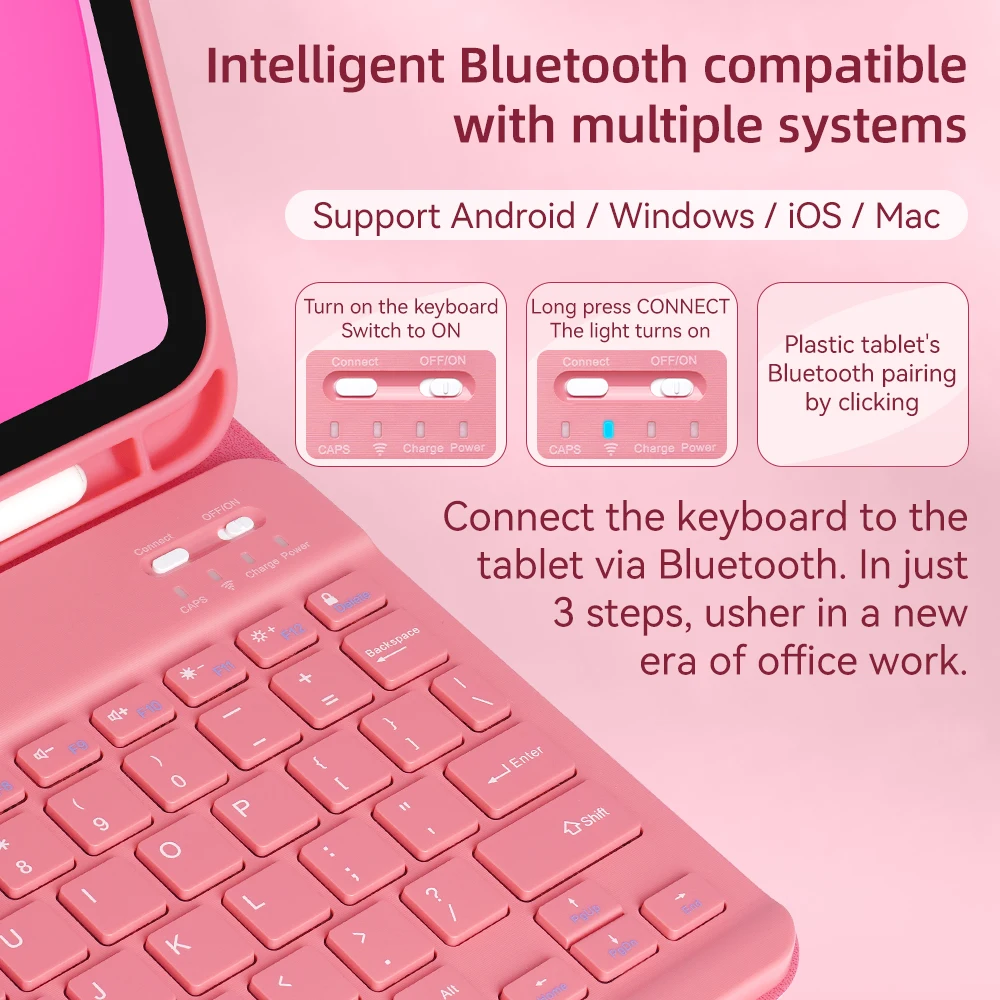 For iPad 10th 11th A16 Generation Detachable Keyboard Case for ipad Air 11 M2 M3 M4 Air4 5 10.9 Pro 11 With TPU Leather Cover