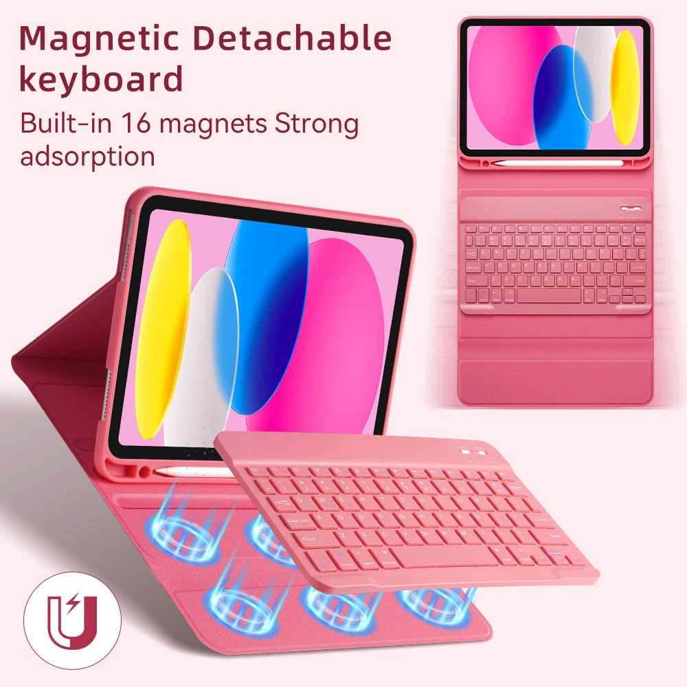 For iPad 10th 11th A16 Generation Detachable Keyboard Case for ipad Air 11 M2 M3 M4 Air4 5 10.9 Pro 11 With TPU Leather Cover