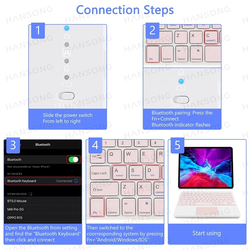 For iPad 10th 11th A16 Generation Detachable Keyboard Case for ipad Air 11 M2 M3 M4 Air4 5 10.9 Pro 11 With TPU Leather Cover