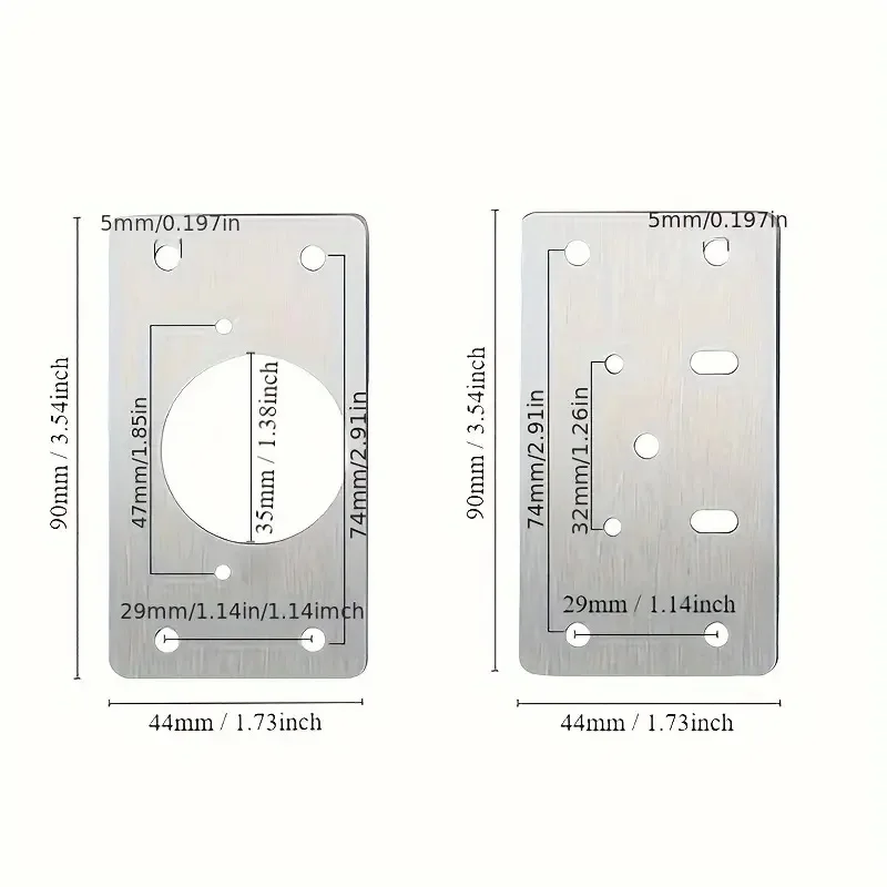 20/2Pcs Cabinet Hinge Repair Plate Kits Stainless Steel Door Hinge Mounting Plate with Holes for Home Kitchen Cupboard Furniture