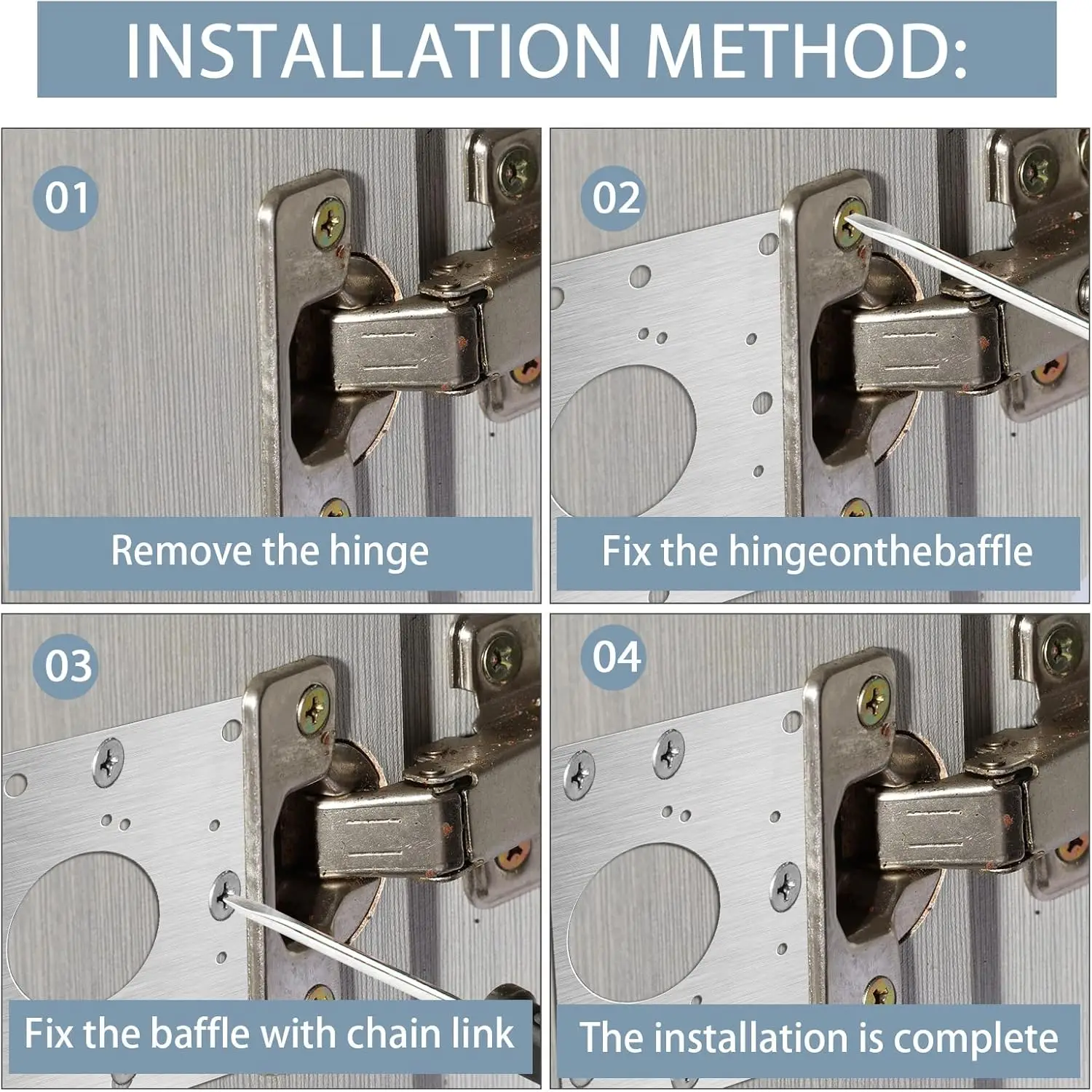 20/2Pcs Cabinet Hinge Repair Plate Kits Stainless Steel Door Hinge Mounting Plate with Holes for Home Kitchen Cupboard Furniture