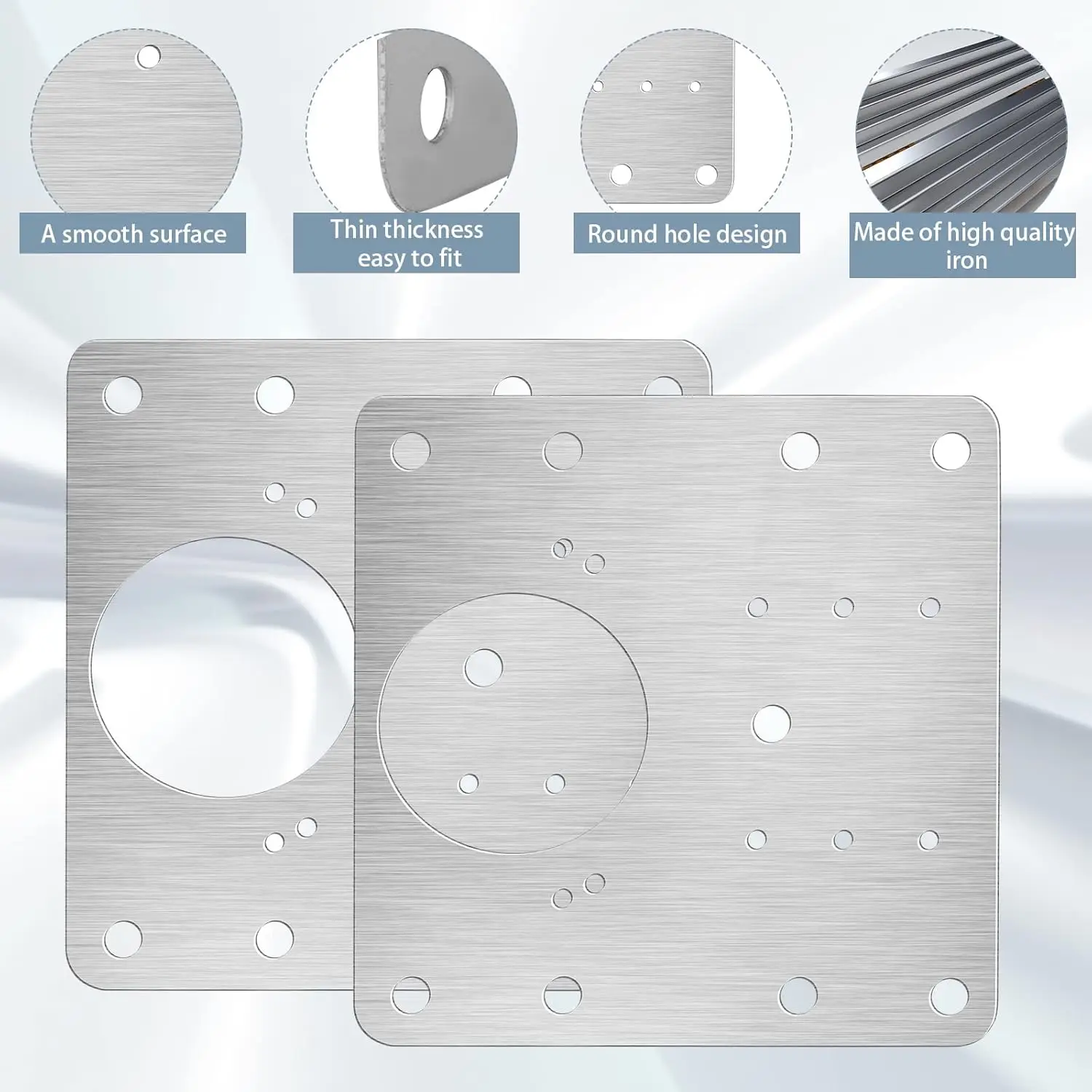 20/2Pcs Cabinet Hinge Repair Plate Kits Stainless Steel Door Hinge Mounting Plate with Holes for Home Kitchen Cupboard Furniture