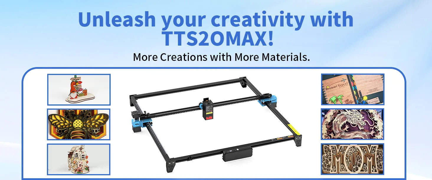 Twotrees TTS-20 Max Metal Laser Engraving Machine 600x600mm Work Area Laser Cutting Machine For Cutting MDF Acrylic Leather Wood