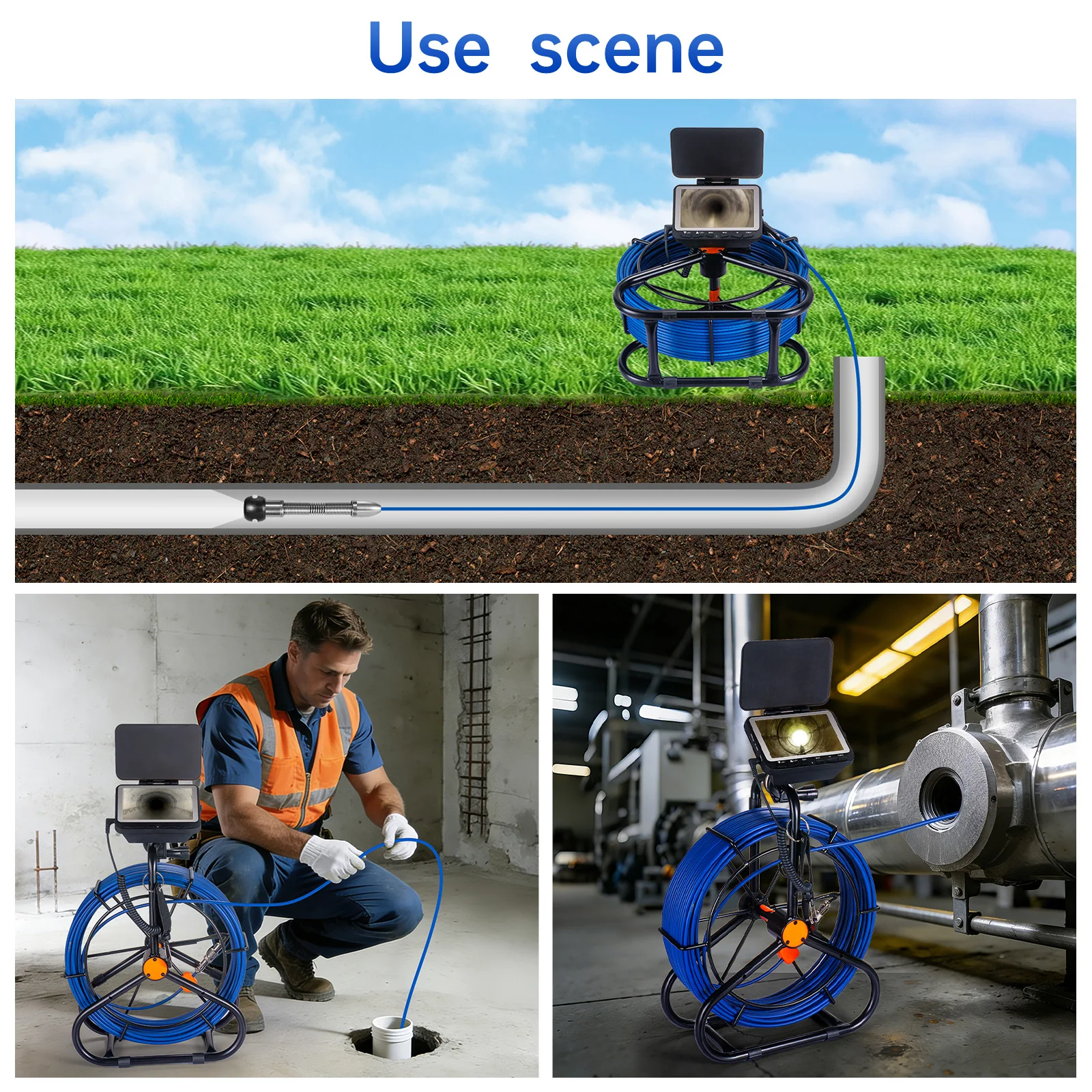 Sewer Pipeing Inspection Camera DVR 16GB Video Recording SYANSPAN Drain Industrial Endoscope Snake Camera for Plumbing Home