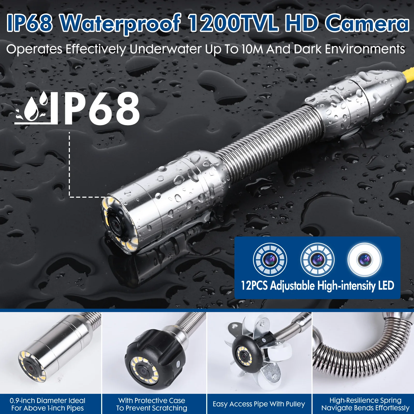 Sewer Pipeing Inspection Camera DVR 16GB Video Recording SYANSPAN Drain Industrial Endoscope Snake Camera for Plumbing Home