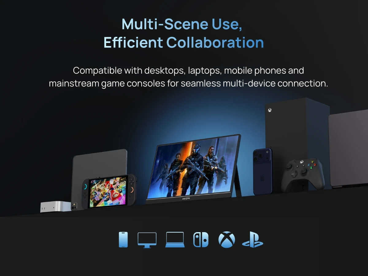 ARZOPA 16.1 Inches Portable Monitor,144Hz,100%sRGB,1080P FHD,IPS Screen, External Second Screen for Laptop/PC/PS5/Mac/Xbox Z1FC