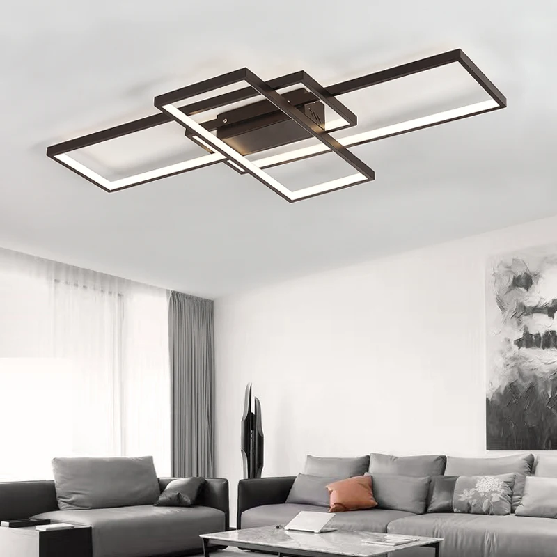 Modern Rectangle LED Chandelier Ceiling Light , 110CM Dimmable