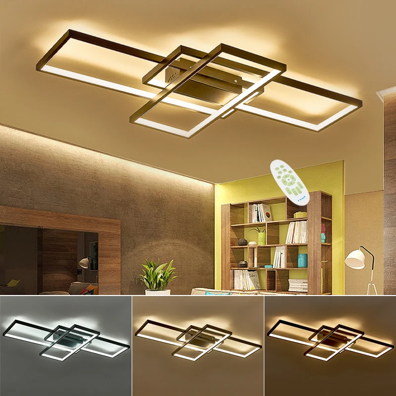 Modern Rectangle LED Chandelier Ceiling Light , 110CM Dimmable
