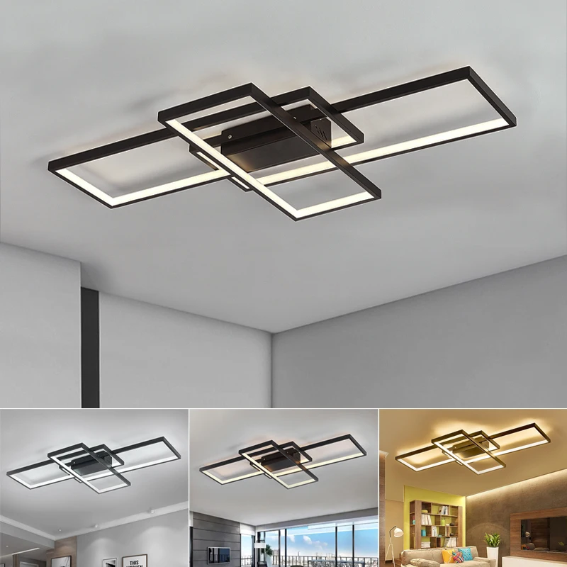 Modern Rectangle LED Chandelier Ceiling Light , 110CM Dimmable