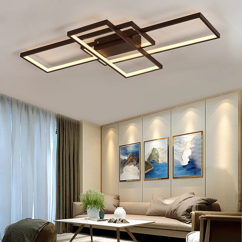 Modern Rectangle LED Chandelier Ceiling Light , 110CM Dimmable