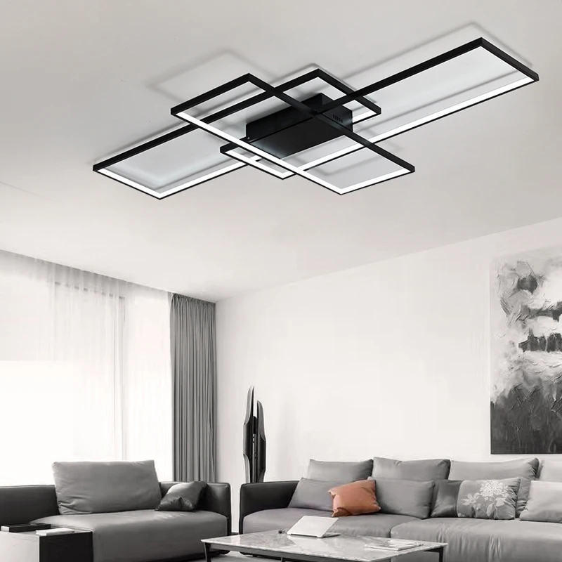 Modern Rectangle LED Chandelier Ceiling Light , 110CM Dimmable