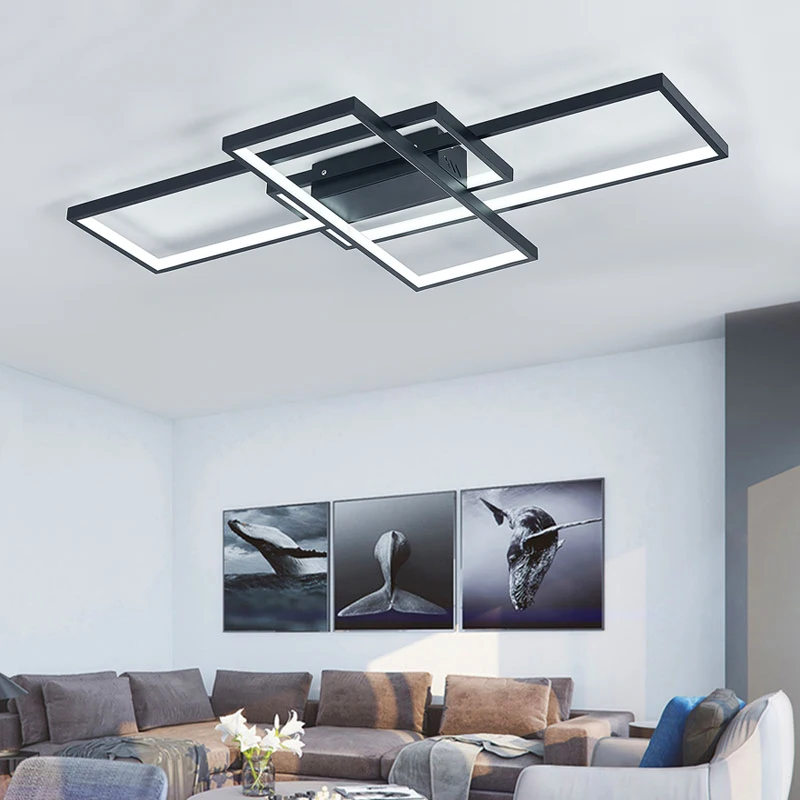Modern Rectangle LED Chandelier Ceiling Light , 110CM Dimmable