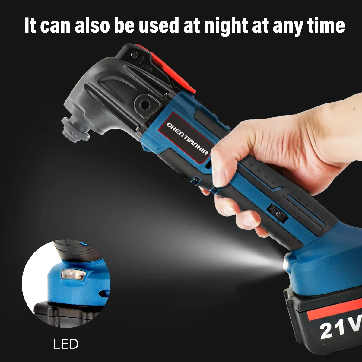 2 Batteries Multi Function Tool Electric Saw Trimmer Shovel Cutting Machine 21V 6 Speeds Sander Scraper Saw