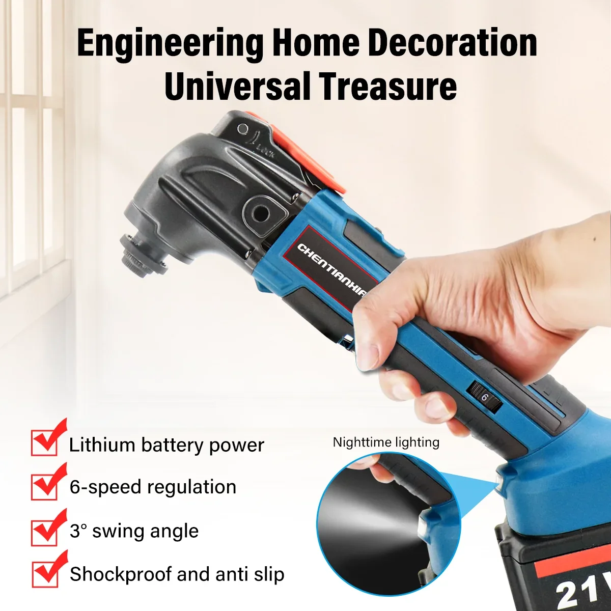 2 Batteries Multi Function Tool Electric Saw Trimmer Shovel Cutting Machine 21V 6 Speeds Sander Scraper Saw