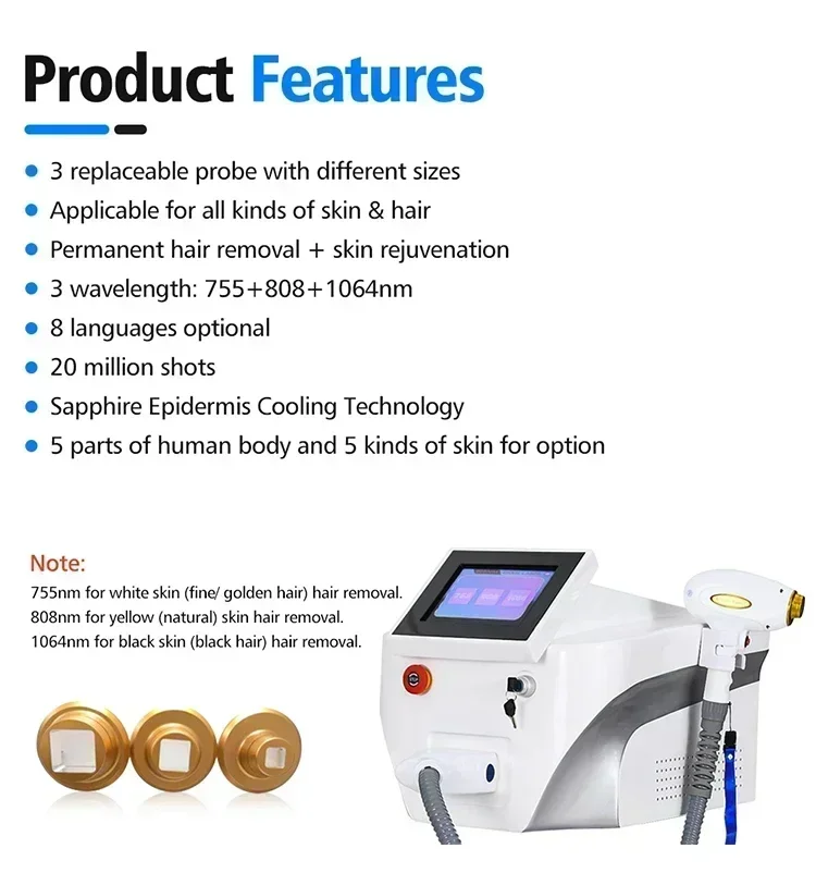 Professional 808nm Diode Laser 3000w High Power 755 808 1064nm Laser Painless Freezing Point Eepilation for Women