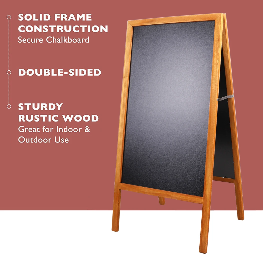 Outdoor Wooden Advertising Board Magnetic Double Sided Blackboard Chalkboard Display Stand Wood Easel with 2 Cleaning Cloths