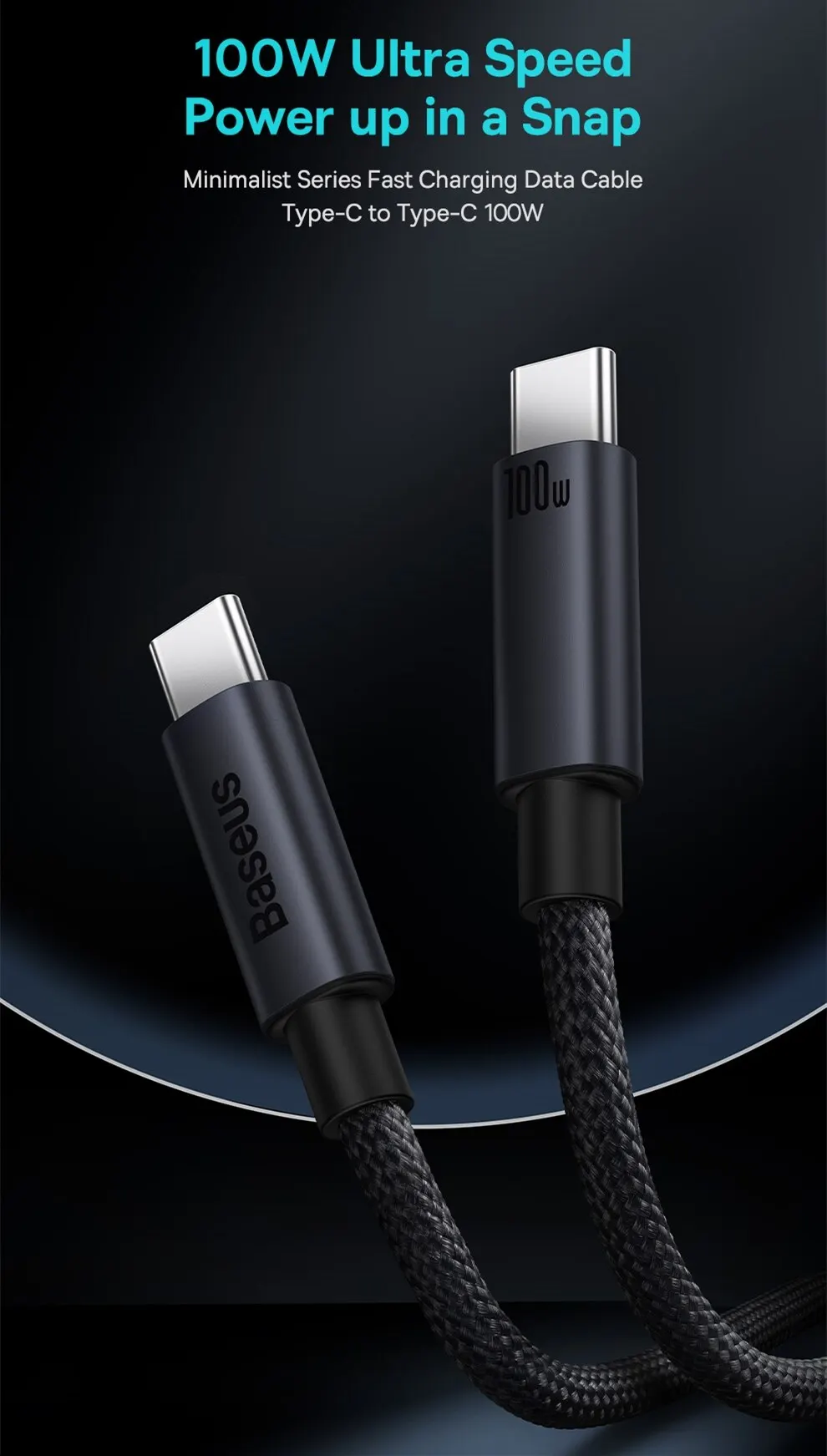 Baseus 100W USB C To Type C Cable For iPhone 16 15 Plus Pro Max PD Fast Charging Charger Cable For Macbook Xiaomi Samsung