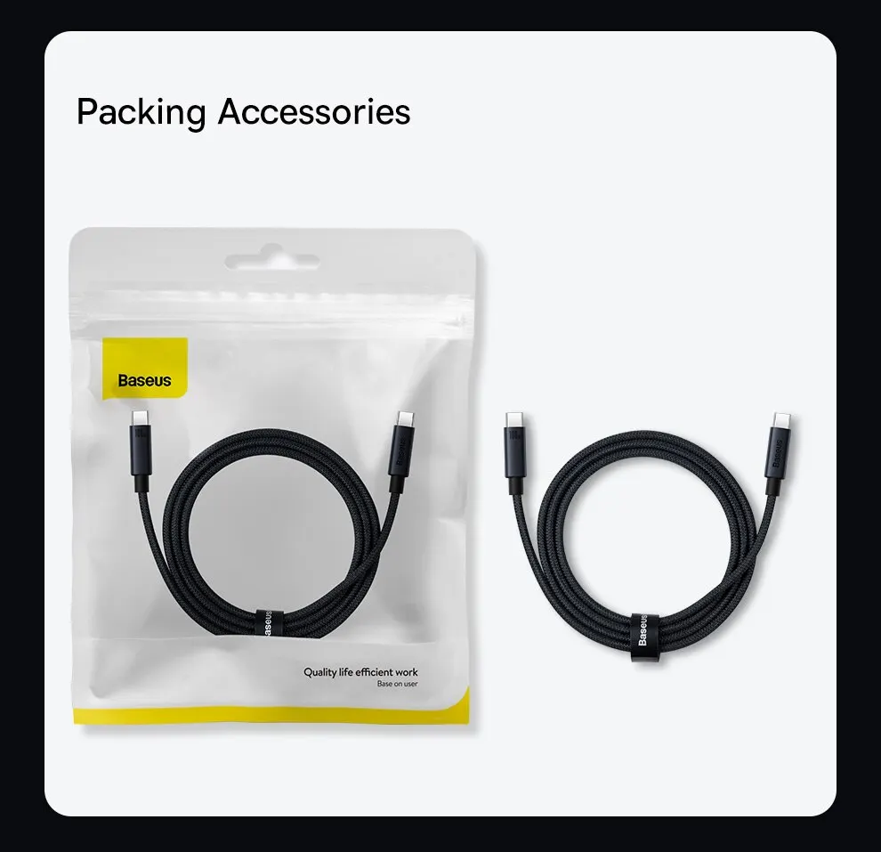 Baseus 100W USB C To Type C Cable For iPhone 16 15 Plus Pro Max PD Fast Charging Charger Cable For Macbook Xiaomi Samsung