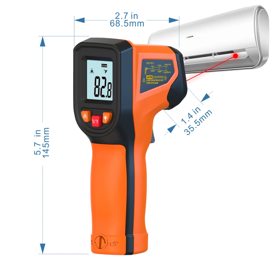 NJTY T600 Infrared Thermometer Handheld Heat Temperature For Cooking Tester Pizza Oven Grill & Engine - Laser Surface Temp Read