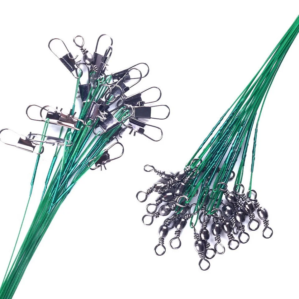 Anti Bite Steel Fishing Line Steel Wire Leader With Swivel Fishing Accessory Lead Core Leash Fishing Wire 15cm 20cm  30cm