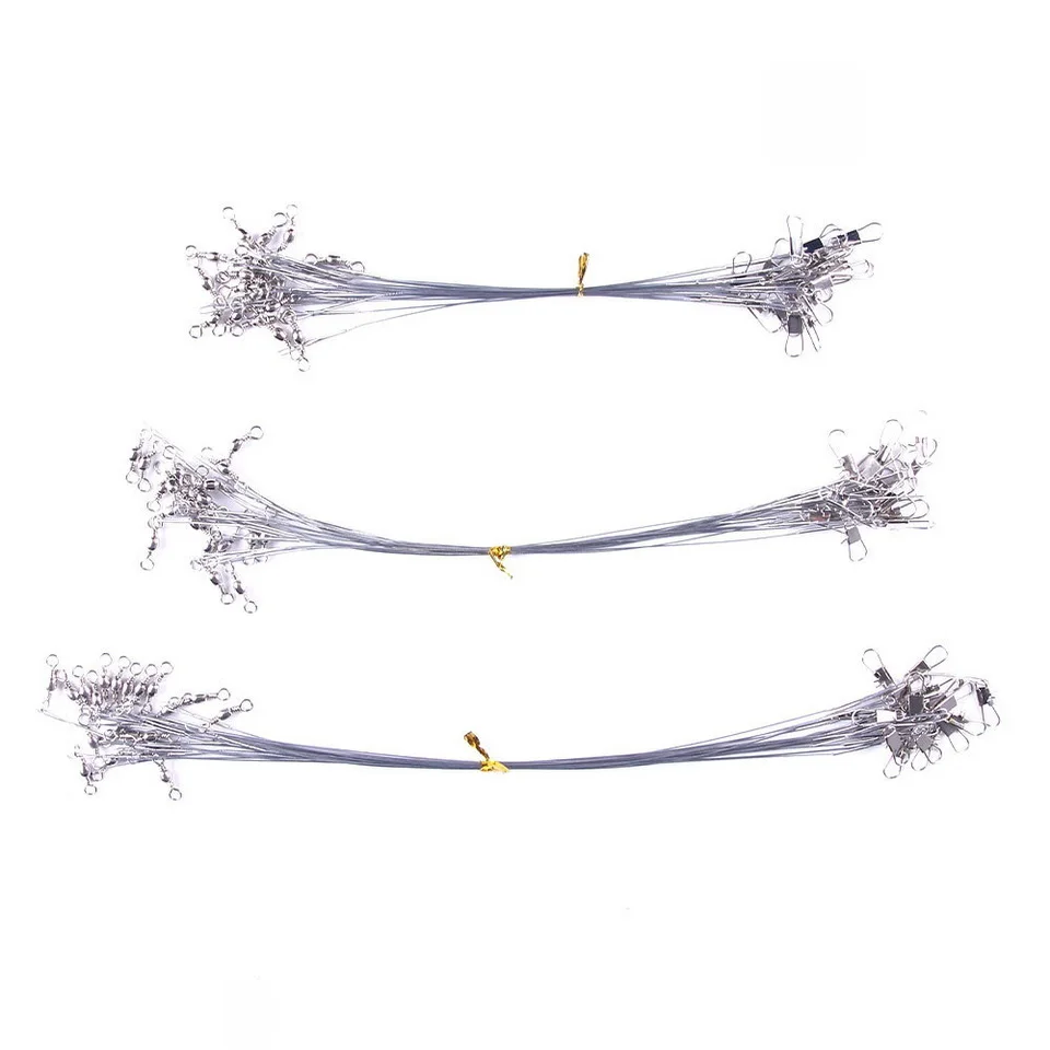 Anti Bite Steel Fishing Line Steel Wire Leader With Swivel Fishing Accessory Lead Core Leash Fishing Wire 15cm 20cm  30cm