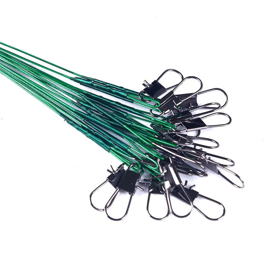Anti Bite Steel Fishing Line Steel Wire Leader With Swivel Fishing Accessory Lead Core Leash Fishing Wire 15cm 20cm  30cm