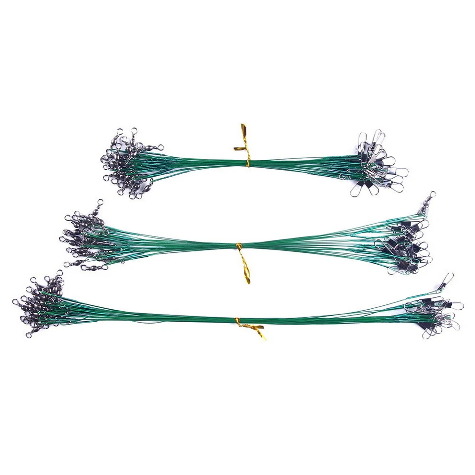 Anti Bite Steel Fishing Line Steel Wire Leader With Swivel Fishing Accessory Lead Core Leash Fishing Wire 15cm 20cm  30cm