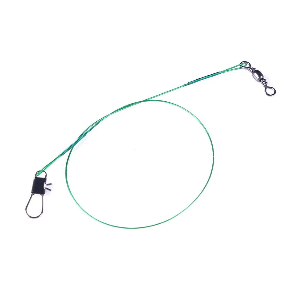 Anti Bite Steel Fishing Line Steel Wire Leader With Swivel Fishing Accessory Lead Core Leash Fishing Wire 15cm 20cm  30cm