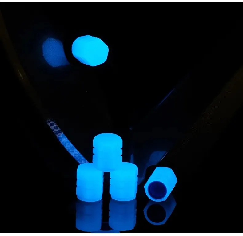 8PCS Luminous Valve Motorcycle Bicycle Bike Car Wheel Tyre Hub Cap Fluorescent Night GlowingLuminous Valve Stem Caps Decor